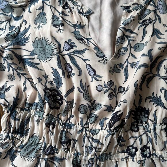 Spartina 449 Isadora Blouse Hamilton Floral Block Cream Blue XL - Picture 5 of 7